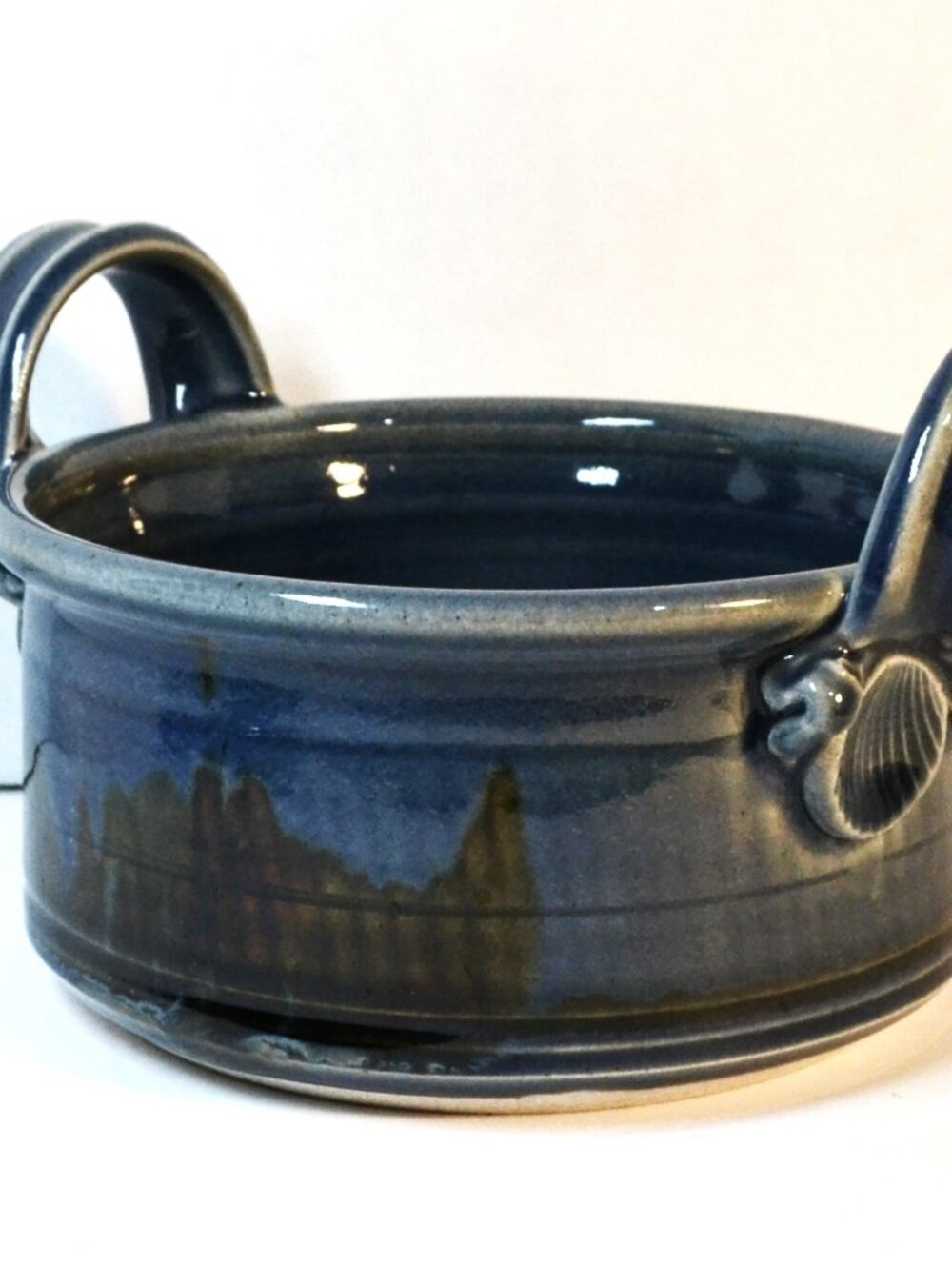 Davis Pottery Handmade Oven Proof Dish Blue With Brown Kitchen Bakeware